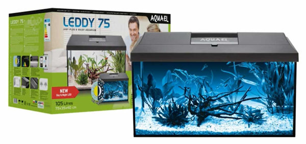 AquaEl Leddy Day and Night 75 Aquarium Black at Night